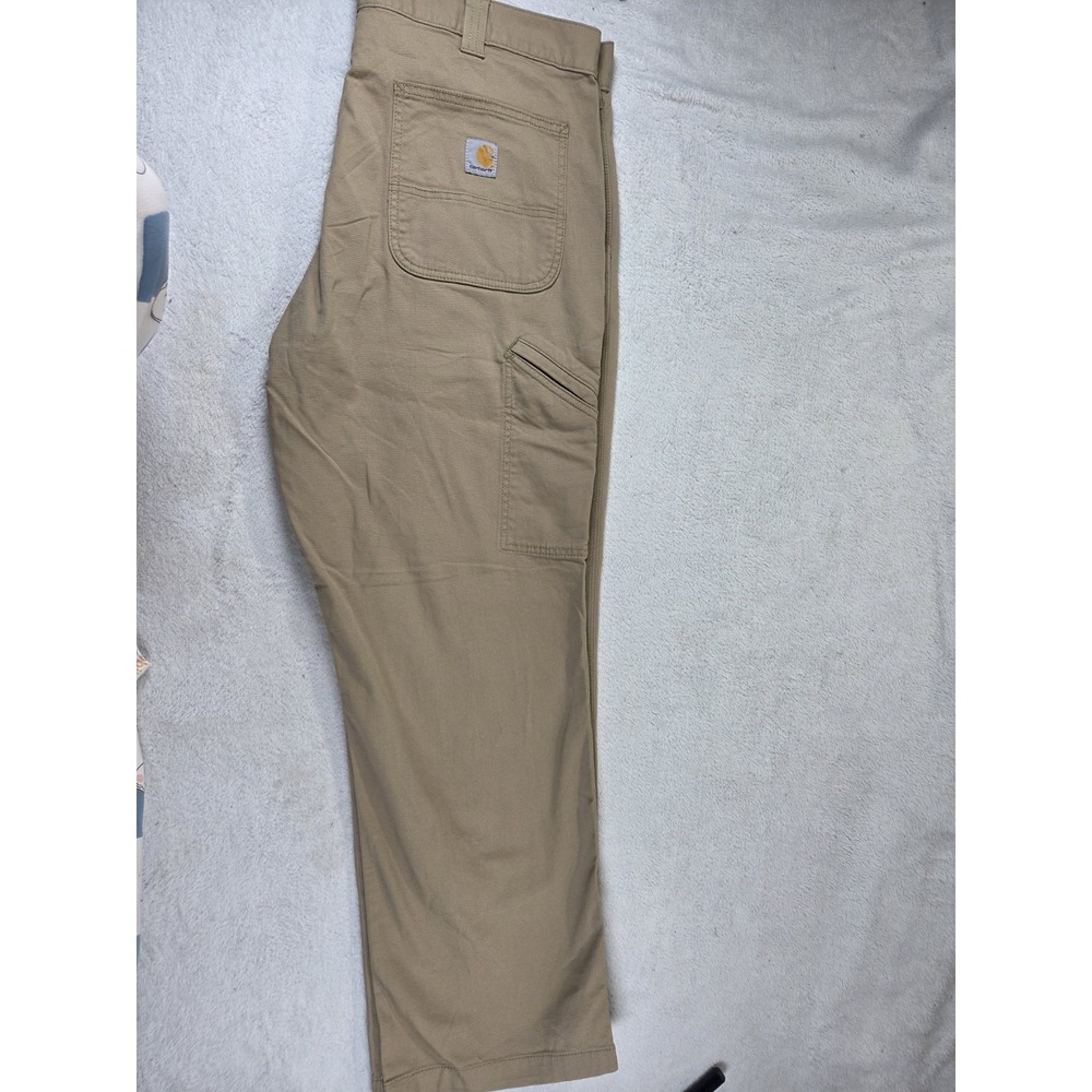 Carhartt Relaxed Fit Work Pants 38x30 Khaki Stretch Canvas Workwear Mens - Picture 4 of 14